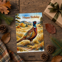Rustic Autumn Wildlife Pheasant Birthday