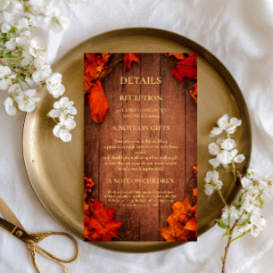 Rustic Autumn Wood Leaves Enclosure Card