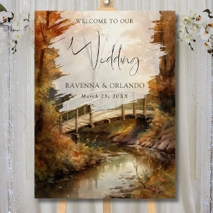 Rustic Autumn Woodland Bridge Wedding Welcome Foam Board