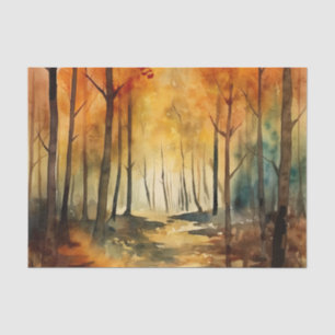 Rustic Autumn Woodland Watercolor Tree Pattern Tissue Paper