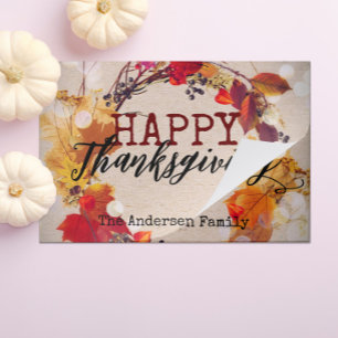 Rustic Autumn Wreath Family Thanksgiving Placemat