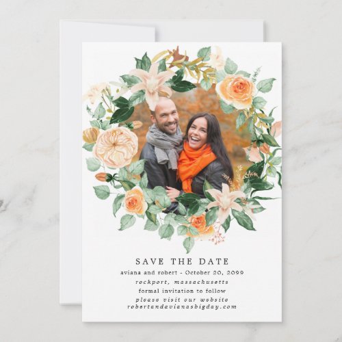 Rustic Autumn Wreath Photo Wedding Save The Date