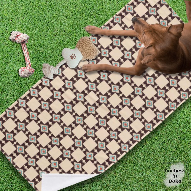 Rustic Aztec Cross Boho Pattern Pet Towel (Rustic Aztec Cross Boho Pattern Pet Towel)