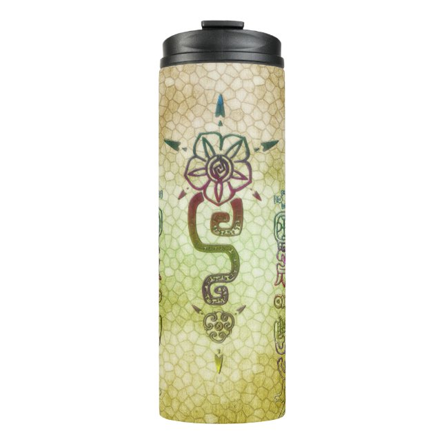 Rustic AZTEC Tribal Folk Art Thermal Tumbler (Front)