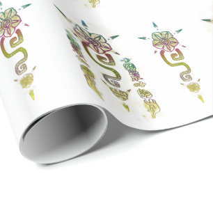 Rustic AZTEC Tribal Folk Art Wrapping Paper
