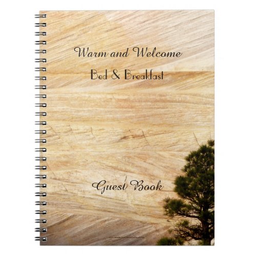 Rustic BB Guest Book Light Brown Stone with Tree Notebook