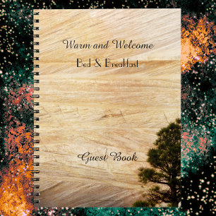 Rustic B&B Guest Book, Light Brown Stone with Tree Notebook