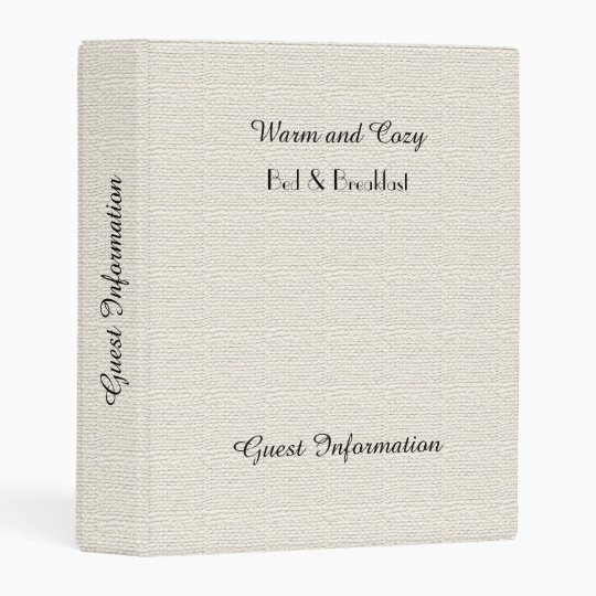 Rustic B&B Guest Information Book Faux Burlap Mini Binder | Zazzle.com