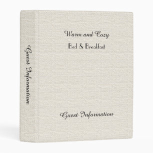 Rustic B&B Guest Information Book Faux Burlap Mini Binder