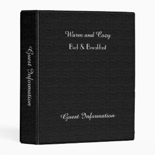 Rustic B&B Guest Information Book Faux Burlap Mini Binder