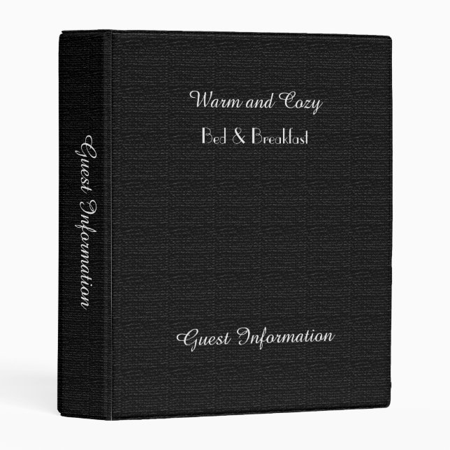 Rustic B&B Guest Information Book Faux Burlap Mini Binder (Front/Spine)