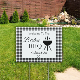 Rustic Baby BBQ Baby Shower Welcome Yard Sign