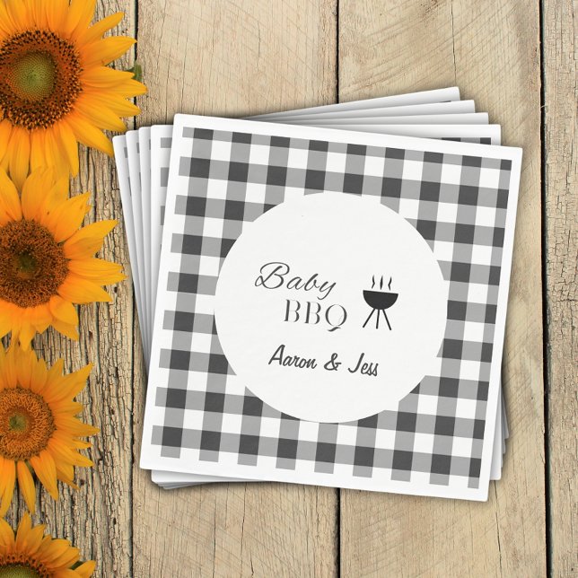 Rustic Baby BBQ Plaid Gender Neutral Paper Napkin (Creator Uploaded)
