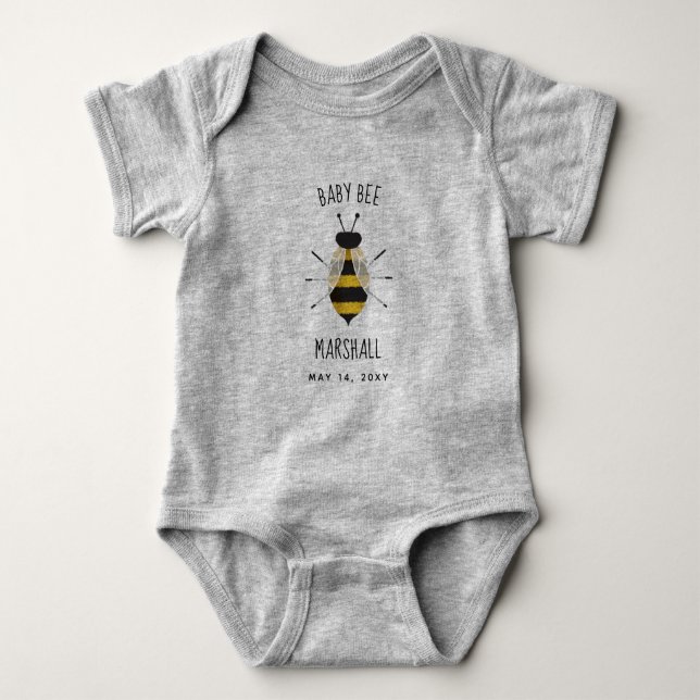 Rustic Baby Bee Baby Custom Bodysuit Shower Gift (Front)