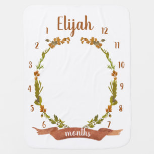 Rustic Baby Boy Age Monthly Milestone Blanket