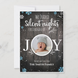 Rustic baby boy Christmas Holiday Card