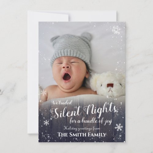 Rustic baby Christmas Holiday Card