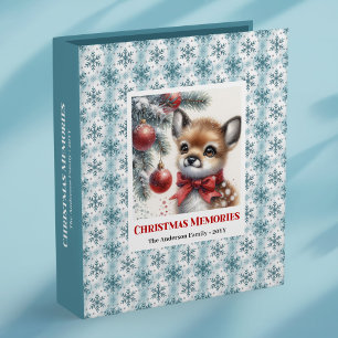 Rustic baby deer snowy forest kids ring binder