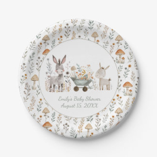 Rustic Baby Donkeys Unisex Baby Shower | Paper Plates