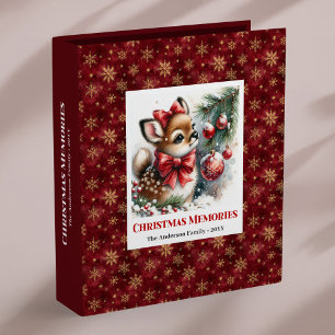 Rustic Baby Fawn Christmas Scene Christmas Album 3 Ring Binder