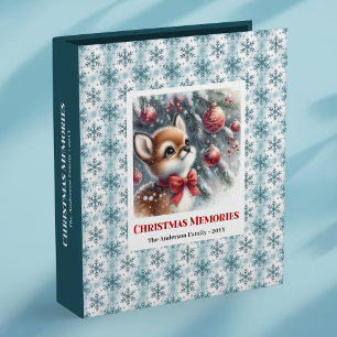 Rustic baby fawn christmas scene kids memory album 3 ring binder
