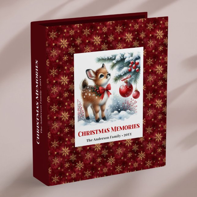 Rustic baby fawn christmas scene personalized  3 ring binder (Rustic baby fawn christmas scene personalized ring binder

)