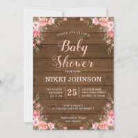 Rustic Floral Southern Girl Baby Shower Invitations