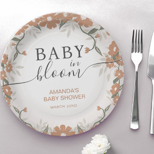 Rustic Baby in Bloom Daisy Shower Paper Plates