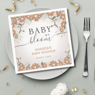 Rustic Baby in Bloom Flowers Daisy Shower Napkins