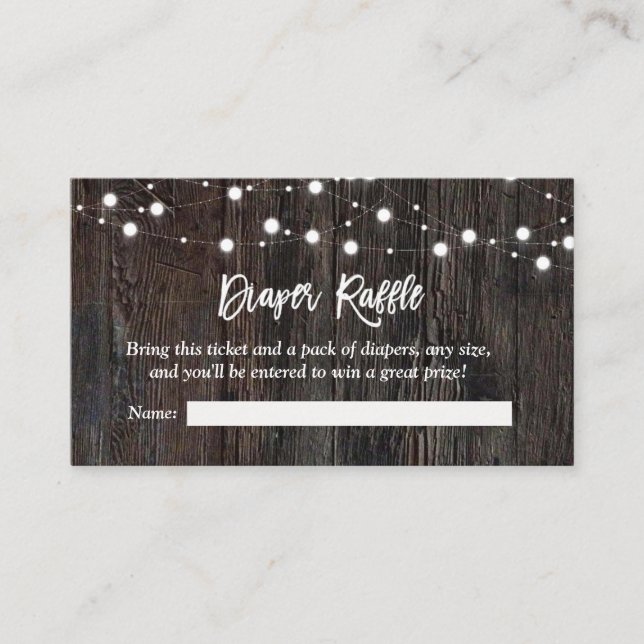 Rustic Baby is Brewing Baby Shower Diaper Raffle Enclosure Card (Front)