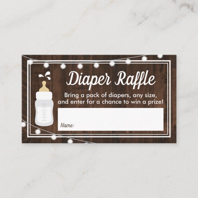 Rustic Baby is Brewing Baby Shower Diaper Raffle Enclosure Card (Front)
