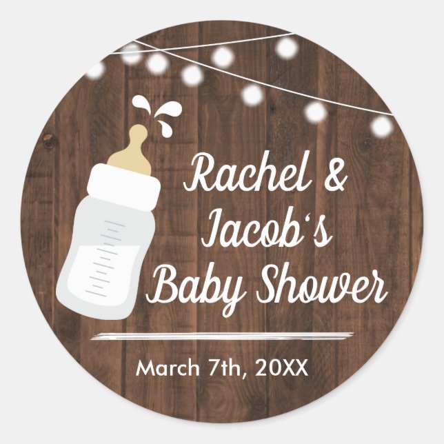 Rustic Baby is Brewing Baby Shower Favor Label (Front)