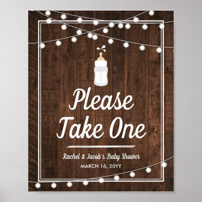Rustic Baby is Brewing Baby Shower Favor Take One Poster (Front)