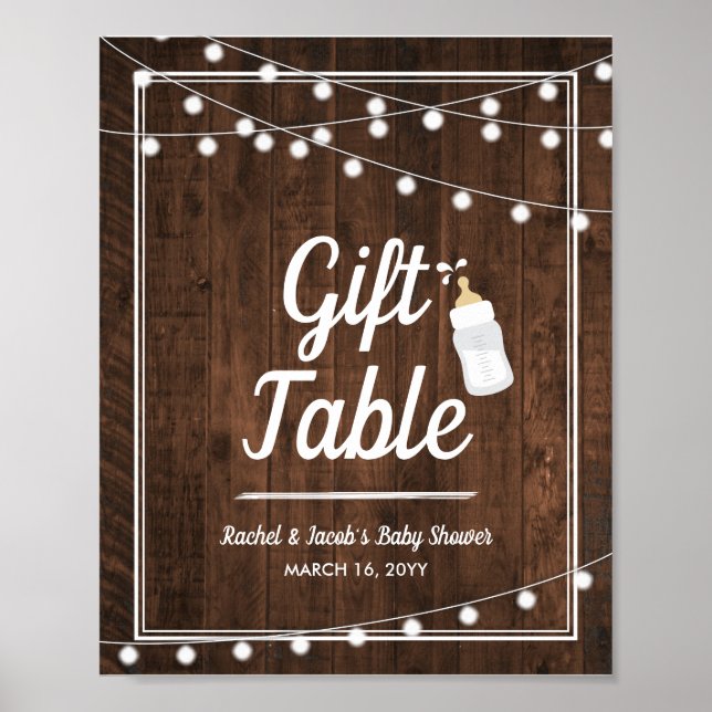 Rustic Baby is Brewing Baby Shower Gift Table Sign (Front)