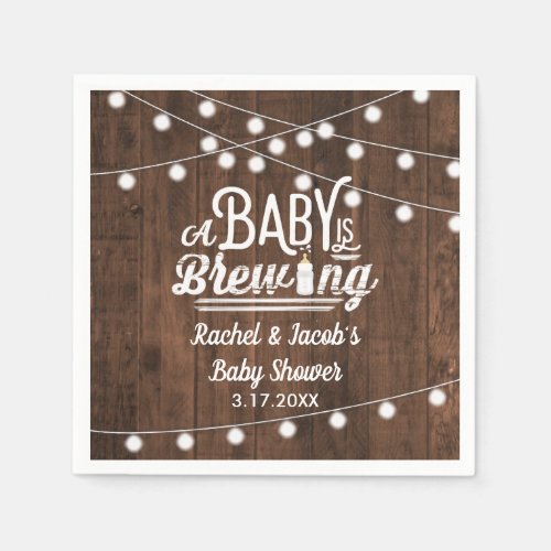 Rustic Baby is Brewing Baby Shower Napkins