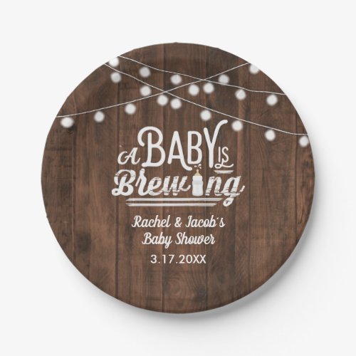 Rustic Baby is Brewing Baby Shower Paper Plates