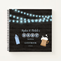 Rustic Baby Is Brewing Blue Baby Shower Guest Book