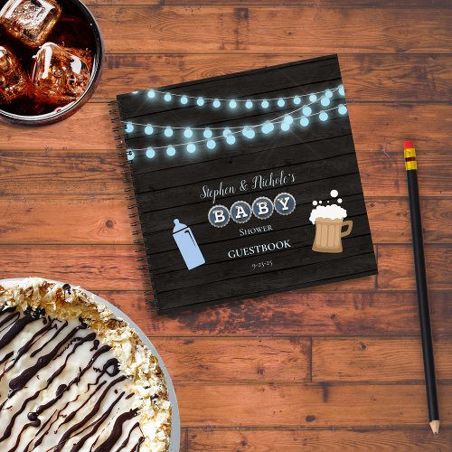 Rustic Baby Is Brewing Blue Baby Shower Guest Book
