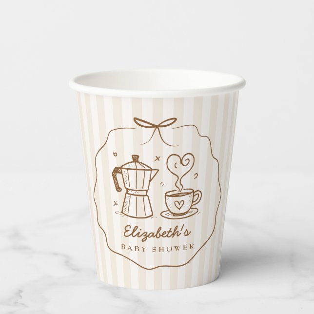 Rustic Baby Is Brewing Coffee Paper Cups (Back)
