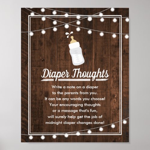 Rustic Baby is Brewing Diaper Thoughts Baby Shower Poster
