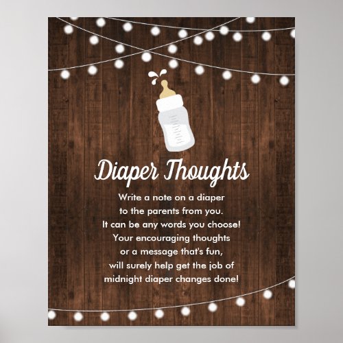 Rustic Baby is Brewing Diaper Thoughts Baby Shower Poster