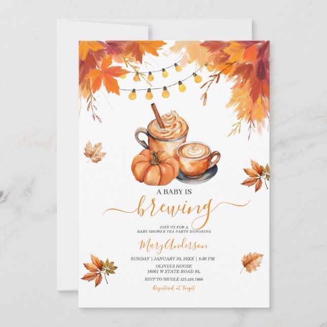 Rustic Baby is brewing fall autumn baby shower  Invitation (Front)