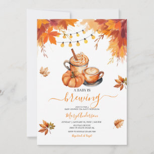 Rustic Baby is brewing fall autumn baby shower Invitation