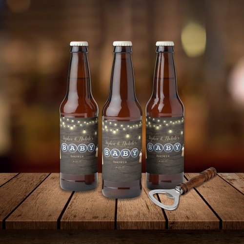 Rustic Baby Is Brewing Gold Baby Shower Beer Bottle Label