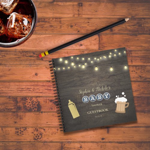 Rustic Baby Is Brewing Gold Baby Shower Guest Book
