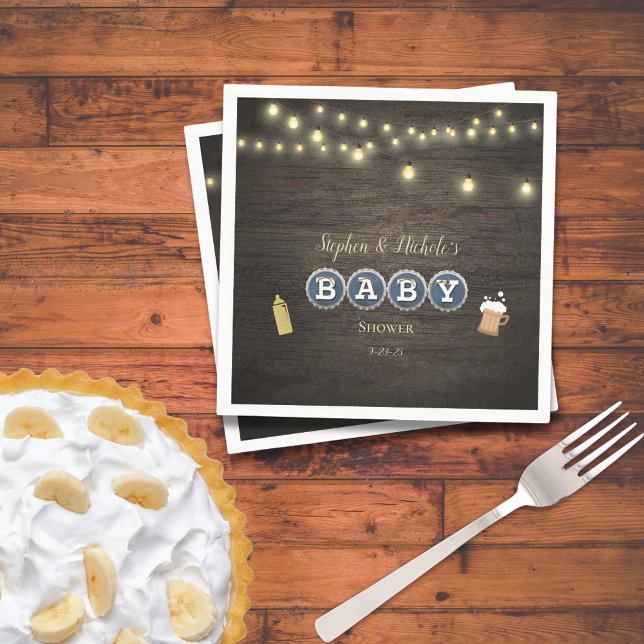 Rustic Baby Is Brewing Gold Baby Shower Napkins (Creator Uploaded)