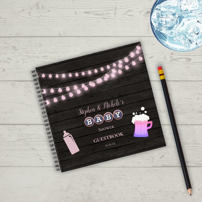 Rustic Baby Is Brewing Pink Baby Shower Guest Book (Creator Uploaded)