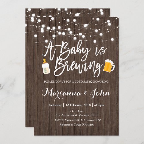 Rustic Baby is brewing shower invitation