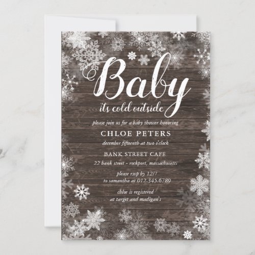 Rustic Baby its Cold Outside Baby Shower Invitation