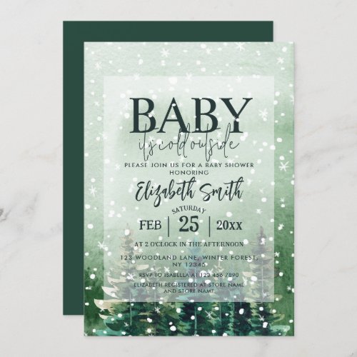 Rustic Baby Its Cold Outside Baby Shower Invitation